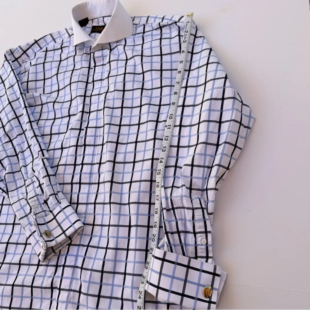 Men’s Designer Steven Land Dress Shirt Size Large 16 34/35 French Cuffs - Picture 6 of 9